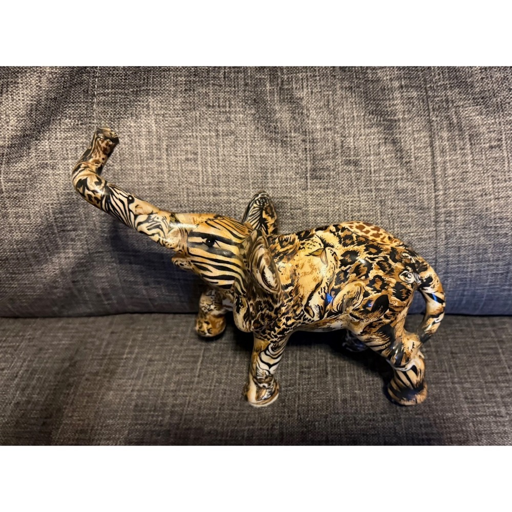 Elephant Status Patchwork Animal Print African Safari, Porcelain